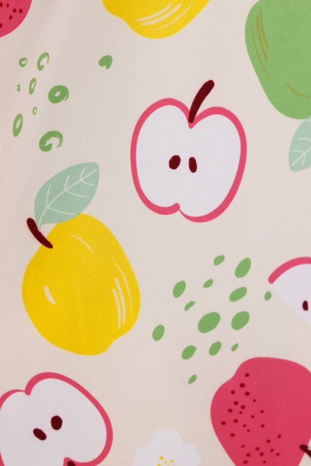 Yumuşak Dokulu Rahat Kalıp Uzun Kollu Örme Kadın Pijama Takımı Elma - 2XL