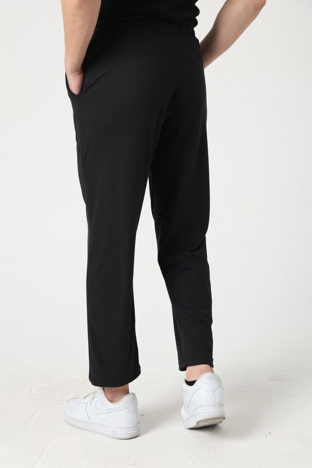 Erkek Regular Fit Yumuşak Dokulu Comfort Siyah Erkek Cepli Pijama Altı Eşofman Siyah - S