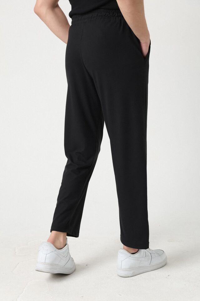 Erkek Regular Fit Yumuşak Dokulu Comfort Siyah Erkek Cepli Pijama Altı Eşofman Siyah - S